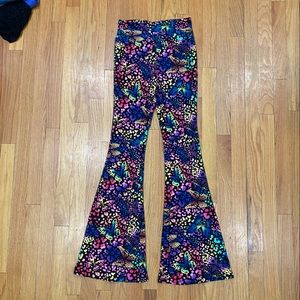 Rainbow animal print butterfly wide leg pants